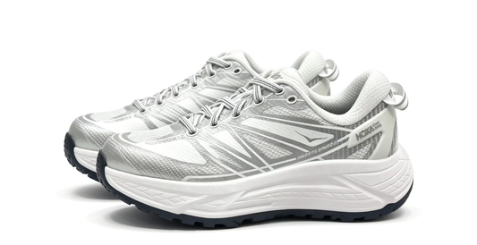 HOKA ONE Mafate 2 – Trail Running Shoes, Gray/White, Vibram Outsole, Durable Cushioning