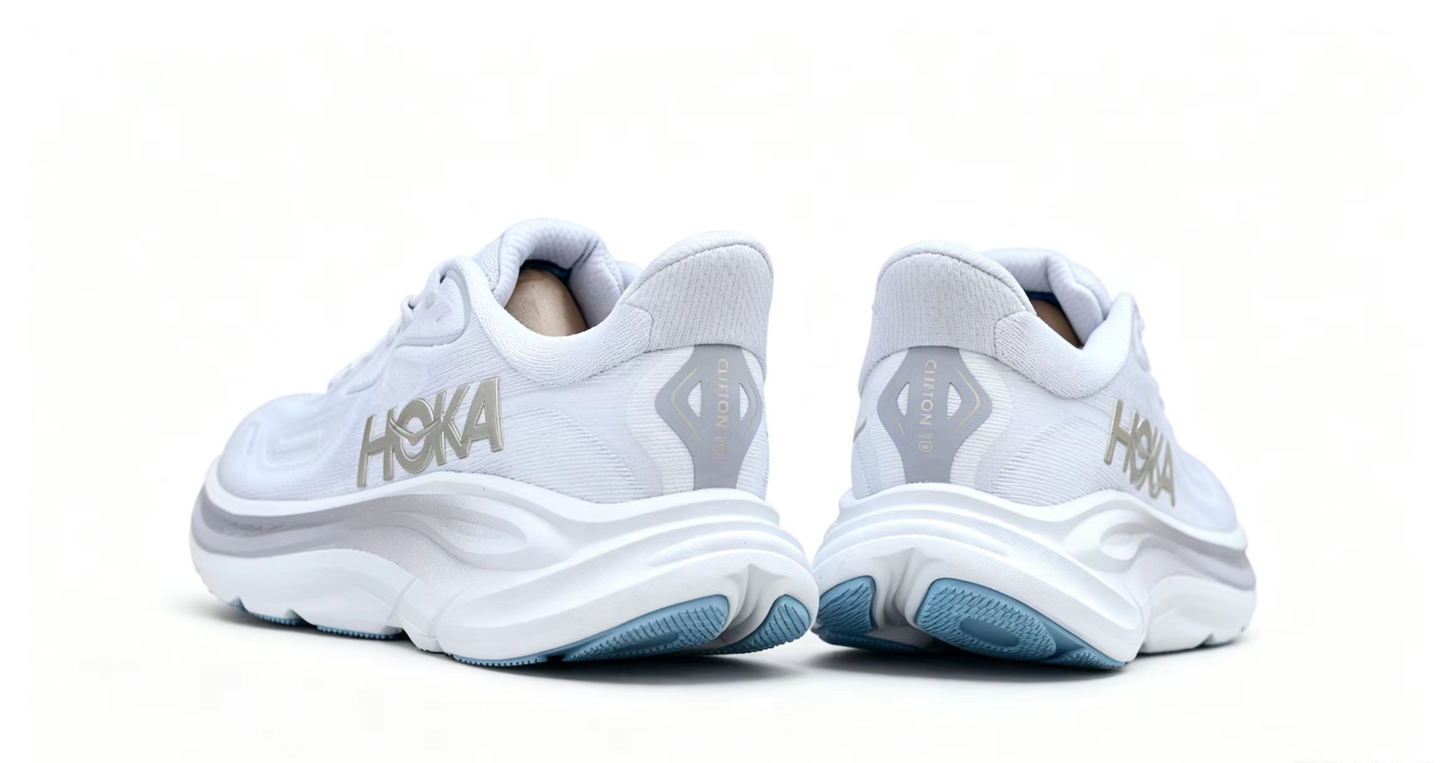 HOKA ONE ONE Clifton 10 – White & Soft Blue Running Shoes