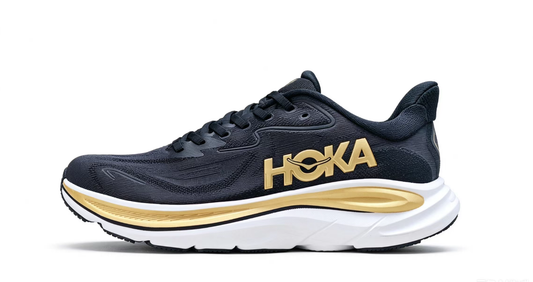 HOKA ONE ONE Clifton 10 – Black/Gold Premium Running Shoes