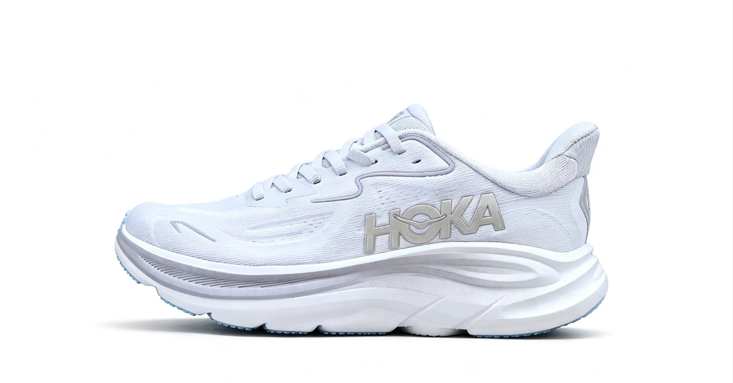 HOKA ONE ONE Clifton 10 – White & Soft Blue Running Shoes