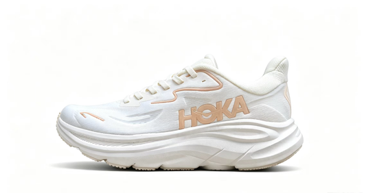 HOKA ONE ONE Bondi 9 – White Beige Cushioned Running Shoes